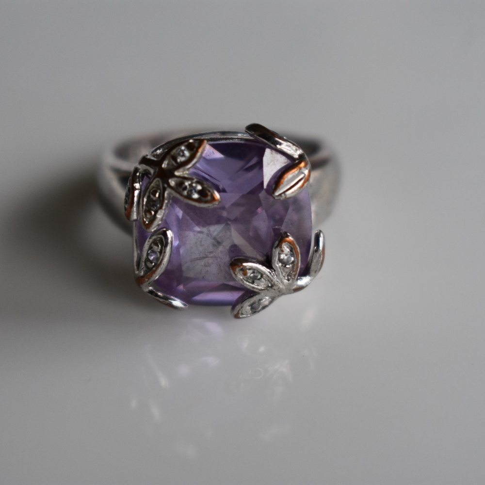 Lavender and silver ring